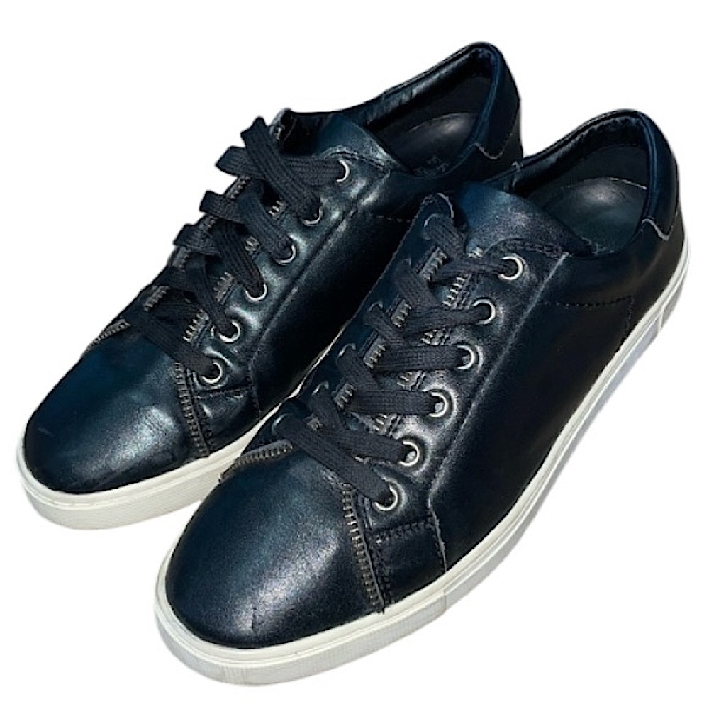 Frye and Co. Sindy Moto Black Leather Low Sneakers